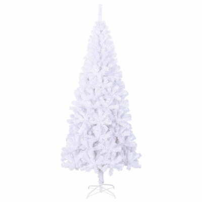 Sztuczna choinka z 300 diodami LED Biały 210 cm PVC i stal