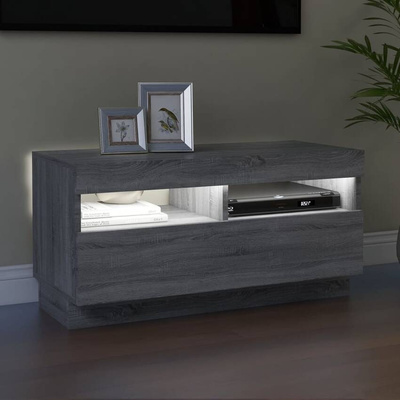vidaXL Szafka pod TV z oświetleniem LED, szary dąb sonoma, 80x35x40 cm