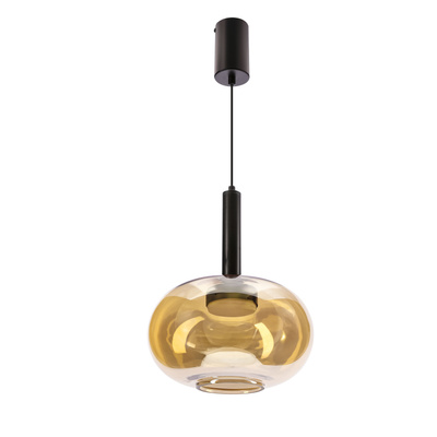 Lampa wisząca Bueno szklana pojedyncza bursztynowy klosz GX53