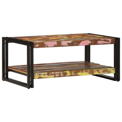 Stolik kawowy wielokolorowy 90x50x38 cm lite drewno odzyskane
