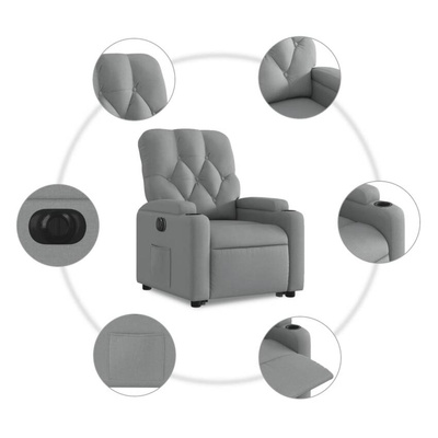 vidaXL Podnoszony fotel masujący, elektryczny, rozkładany, jasnoszary