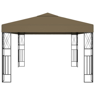 Altana ze sznurem lampek LED, 3x4 m, tkanina w kolorze taupe