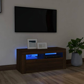vidaXL Szafka pod TV z oświetleniem LED, brązowy dąb, 90x35x40 cm