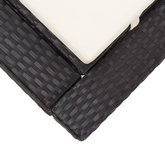 vidaXL 2-osobowy leżak z poduszką, czarny, polirattanowy