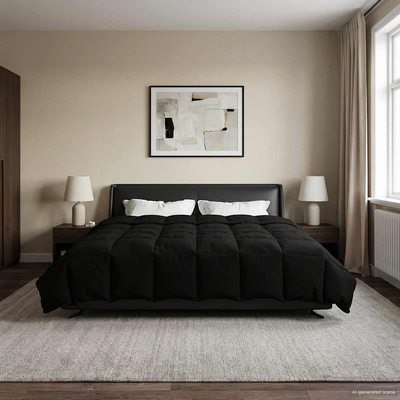 Zimowa Kołdra Kwiłtowany Czarny 200 x 220 cm Mikrofibra