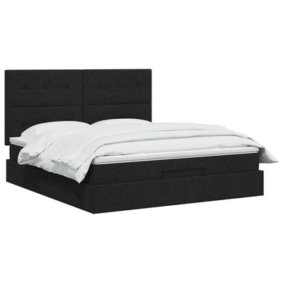 Łóżko ottoman z materacem Czarny 180 x 200 cm tkanina