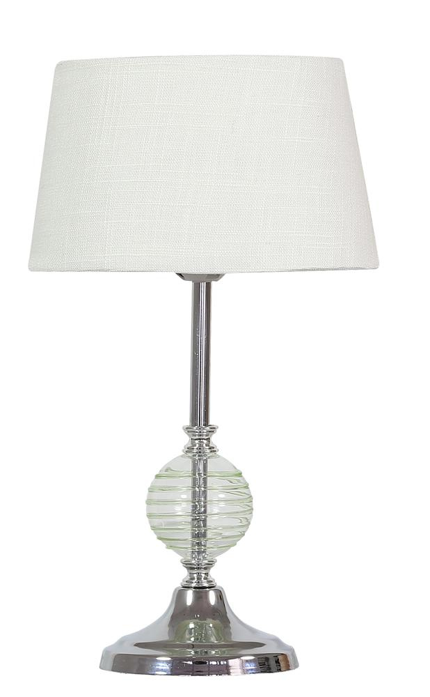 Lampka nocna Fero nowoczesna metalowa z abażurem biała srebrna