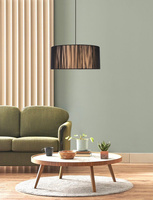 Lampa wisząca z abażurem Kioto nowoczesna czarno-drewniana 45 cm potrójna