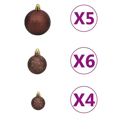 vidaXL Sztuczna choinka z lampkami i bombkami, niebieska, 120 cm, PVC