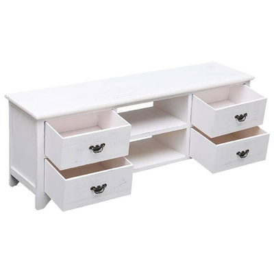 vidaXL Szafka pod TV, antyczna biel, 108x30x40 cm, drewno paulownia