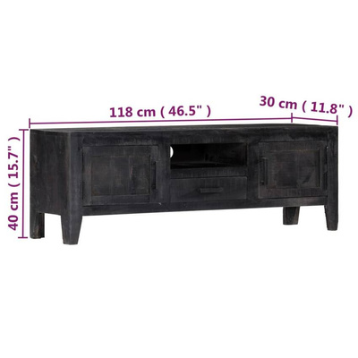 vidaXL Szafka pod TV, czarna, 118 x 30 x 40 cm, lite drewno mango