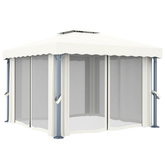 vidaXL Altana ogrodowa z zasłonami, 3 x 3 m, kremowa, aluminium