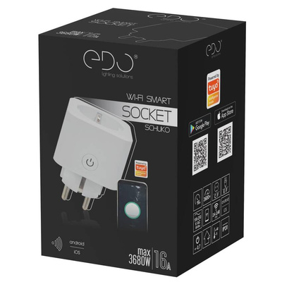Inteligentne gniazdko wtyczka Schuko WiFi Smart Tuya z monitorem energii 16A 3680W EDO777486 EDO Solutions