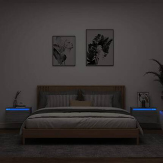 Wiszące szafki nocne z LED, 2 szt., szary dąb sonoma vidaXL