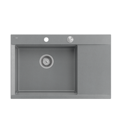 JOSH 111 GraniteQ zlewozmywak 1-komorowy z/o (780x500x215) silver stone  + syfon push 2 open + deska + wkładka/ elementy stalowe