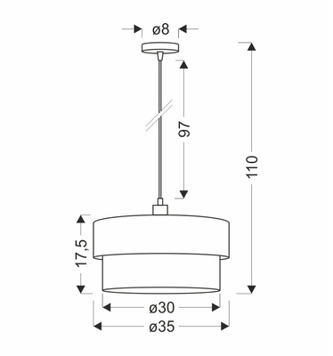 ERNA lampa wisząca satynowy 1x60W E27 abażur czarny+złoty