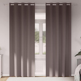 Firany blackout z kółkami 2 pcs Ciemny brąz 225 x 140 cm
