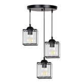 Lampa Wisząca Talerz Czarny 3X40 E27 Klosz Czarny+Kryształy Bezbarwne Glassia
