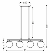 Carrine lampa wisząca drewniany 4x40W E14 klosz biały