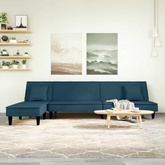 Sofa rozkładana w kształcie L, niebieska, 255x140x70, aksamit vidaXL