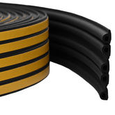 Samoprzylepna uszczelka okienna Czarny 9 x 6 mm 12 m Guma EPDM