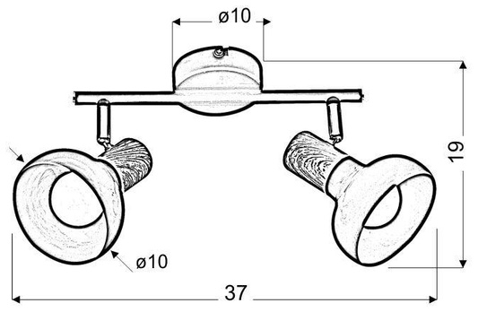 Lampa sufitowa ścienna listwa biała + drewno 2x40W Puerto Candellux 92-62659