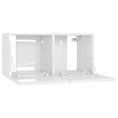 vidaXL Szafka wisząca pod TV, wysoki połysk, biała, 60x30x30 cm