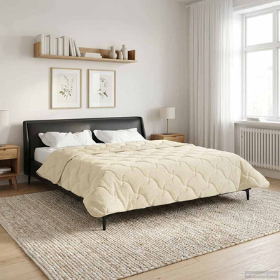 Zimowa Kołdra Kremowy 220 x 240 cm Mikrofibra i Fleece Teddy