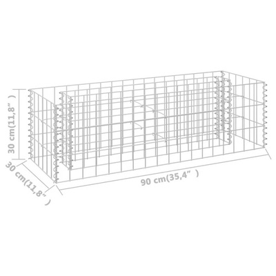 vidaXL Podwyższona donica gabionowa, galwanizowana stal, 90x30x30 cm