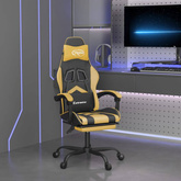 vidaXL Obrotowy fotel gamingowy z podnóżkiem, czarno-złoty model standard