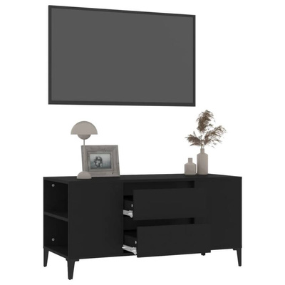 Szafka pod TV, czarna, 102x44,5x50 cm, materiał drewnopochodny vidaXL