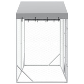 vidaXL Kojec dla psa, z dachem, srebrny, 3x1,5x2,5 m, stal