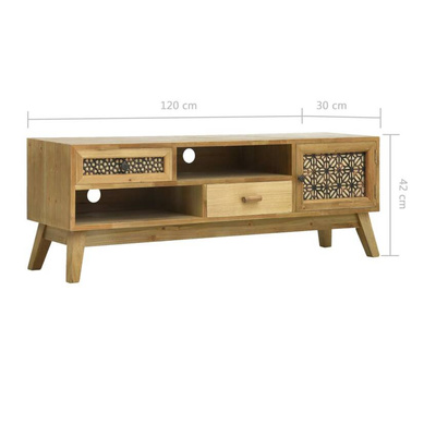 vidaXL Szafka pod TV, rzeźbiona, brązowa, 120 x 30 x 42 cm, drewno