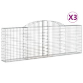 Kosze gabionowe, 3 szt, 300x30x100/120 cm, galwanizowane żelazo