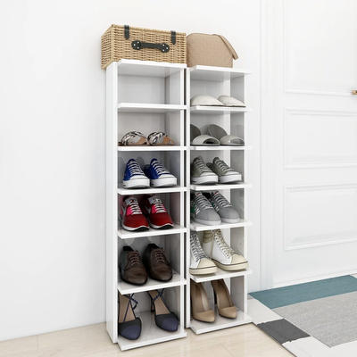 vidaXL Szafki na buty, 2 szt., białe z połyskiem, 27,5x27x102 cm