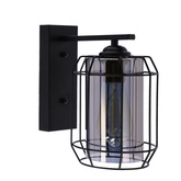Jonera lampa kinkiet czarny p20 1x40w e27 klosz dymiony 21-10186