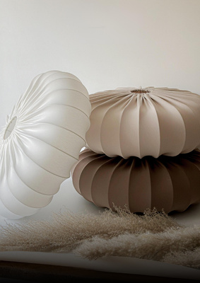 Lampa wisząca CAFEE' skandynawska - z abażurem kremowym latte 52 cm - minimalistyczne oświetlenie sufitowe w stylu japandi E27