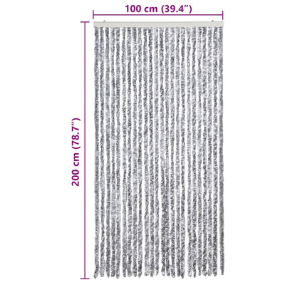Zasłona przeciwko owadom, biało-szara, 100x200 cm, szenil