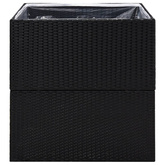 Donica ogrodowa, czarna, 80x80x80 cm, rattan PE