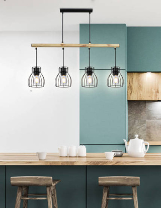 Spiega wisząca czarny mosiężny e27 klosz dymiony