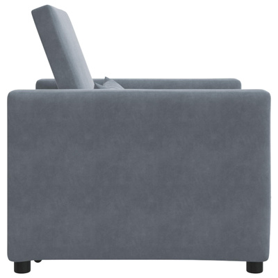 Rozkładana sofa jednoosobowa z kółkami ciemno szary Aksamit