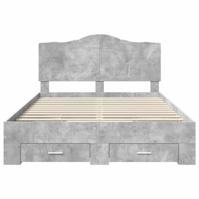 Ramka łóżka Betonowy szary 140 x 190 cm Drewno inżynieryjne