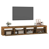 Szafka pod TV z oświetleniem LED, przydymiony dąb, 240x35x40 cm vidaXL