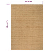 vidaXL Dywan prostokątny, naturalny, 80x160 cm, jutowy model standard