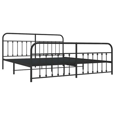 vidaXL Metalowa rama łóżka z wezgłowiem i zanóżkiem, czarna, 200x200cm model standard