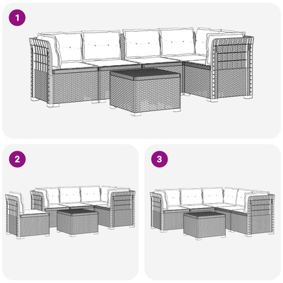 5-osobowa sofa ogrodowa z poduszkami w stylu rattanowym PP