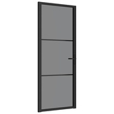 vidaXL Drzwi wewnętrzne, 83x201,5 cm, czarne, szkło ESG i aluminium