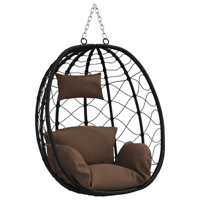 Wiszące krzesło jajo kawowy 91,5 x 54,5 x 107 cm polirattan