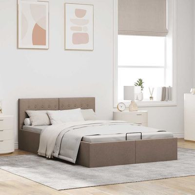 vidaXL Rama łóżka z podnośnikiem, taupe, tkanina, 140 x 200 cm