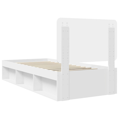 Ramka łóżka Z zagłówkiem Biały 100 x 200 cm Lite drewno sosnowe